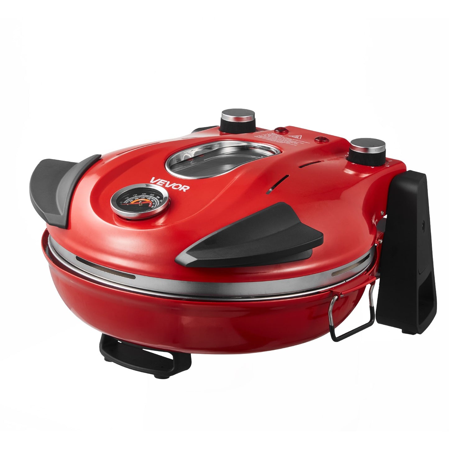 Pizza Oven, 12 in Electric Pizza Maker, 1200W Electric Pizzas Cooker with Cordierite Stone, 5-Mode Temperature Control, Viewing Window for Precise Cooking, Heats up to 788 ˚F, for Home (Red)