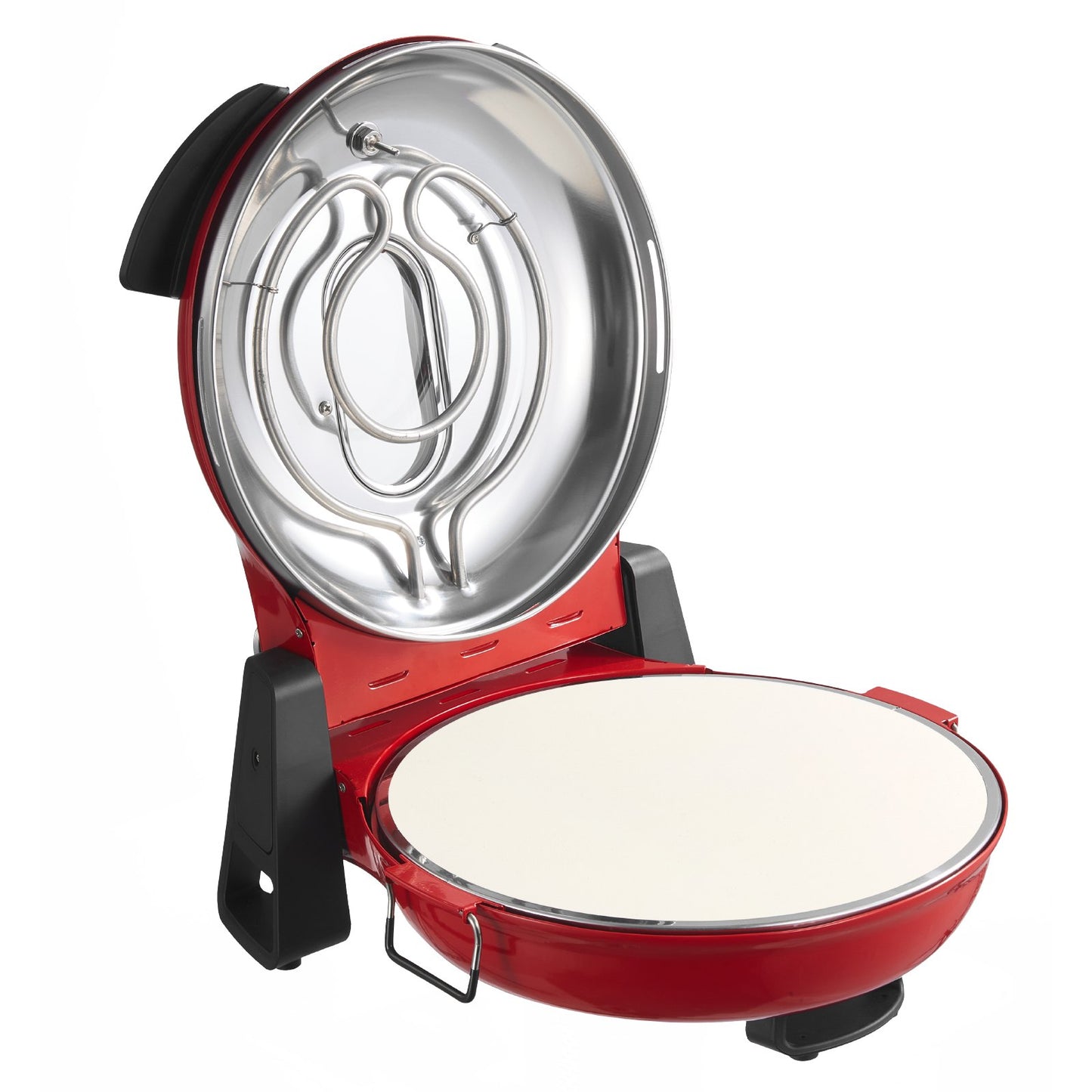 Pizza Oven, 12 in Electric Pizza Maker, 1200W Electric Pizzas Cooker with Cordierite Stone, 5-Mode Temperature Control, Viewing Window for Precise Cooking, Heats up to 788 ˚F, for Home (Red)