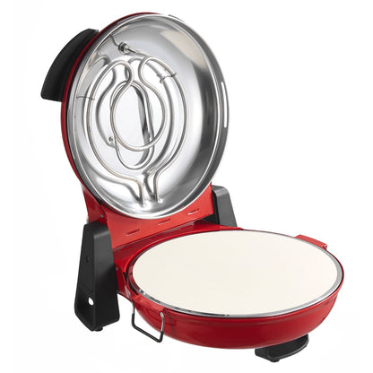 Pizza Oven, 12 in Electric Pizza Maker, 1200W Electric Pizzas Cooker with Cordierite Stone, 5-Mode Temperature Control, Viewing Window for Precise Cooking, Heats up to 788 ˚F, for Home (Red)