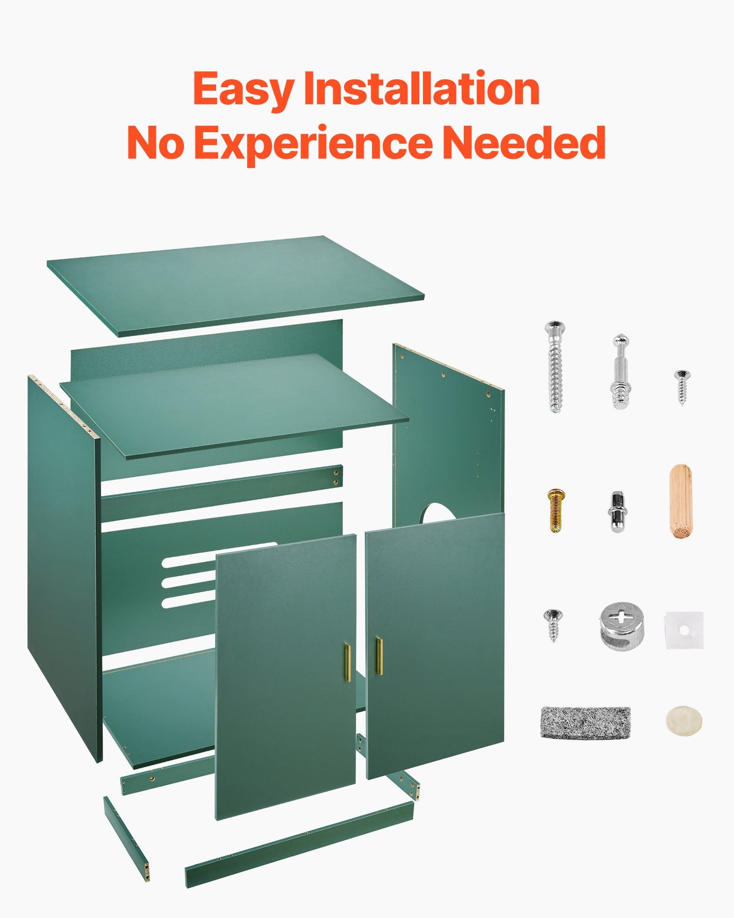 Cat Litter Box Enclosure, 31.5 in Hidden Litter Box Cabinet, Wooden Indoor Cat Washroom with Ventilated Holes, Double-Door Kitty Pet House Furniture, End Side Table Fit Most Litterboxes