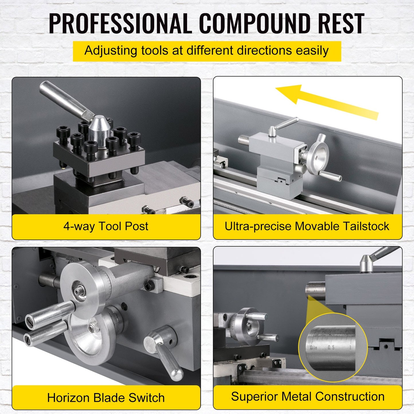 Mini metal lathe 750W metal lathe with variable speed 50 to 3000 rpm Precision lathe 220 x 600 mm for metal lathe for counter turning