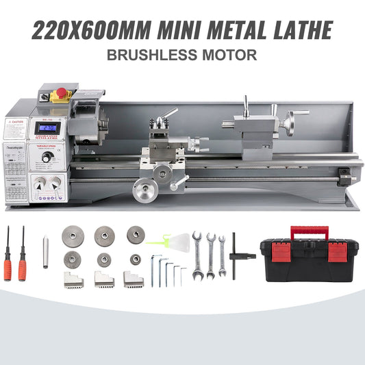 Mini metal lathe 750W metal lathe with variable speed 50 to 3000 rpm Precision lathe 220 x 600 mm for metal lathe for counter turning