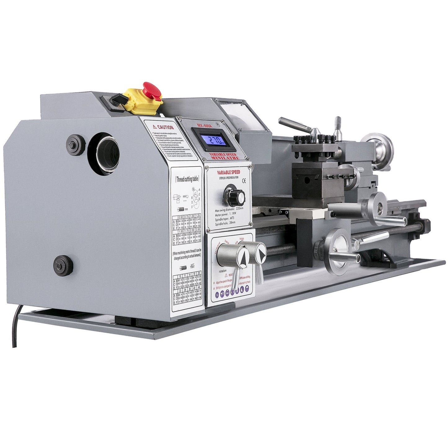 Mini metal lathe 750W metal lathe with variable speed 50 to 3000 rpm Precision lathe 220 x 600 mm for metal lathe for counter turning