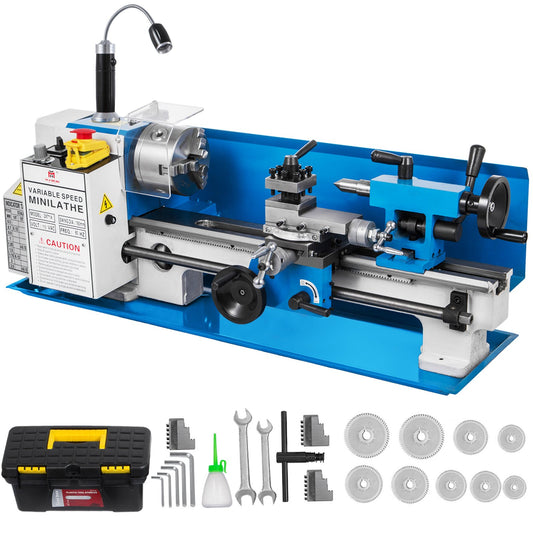 Mini Metal Lathe 550W Variable Speed Metal Lathe 50 to 2500 Rpm Precision Mini Bench Lathe 7x14 Inch for Mini Precision Parts Machining Sample Processing Modeling Works