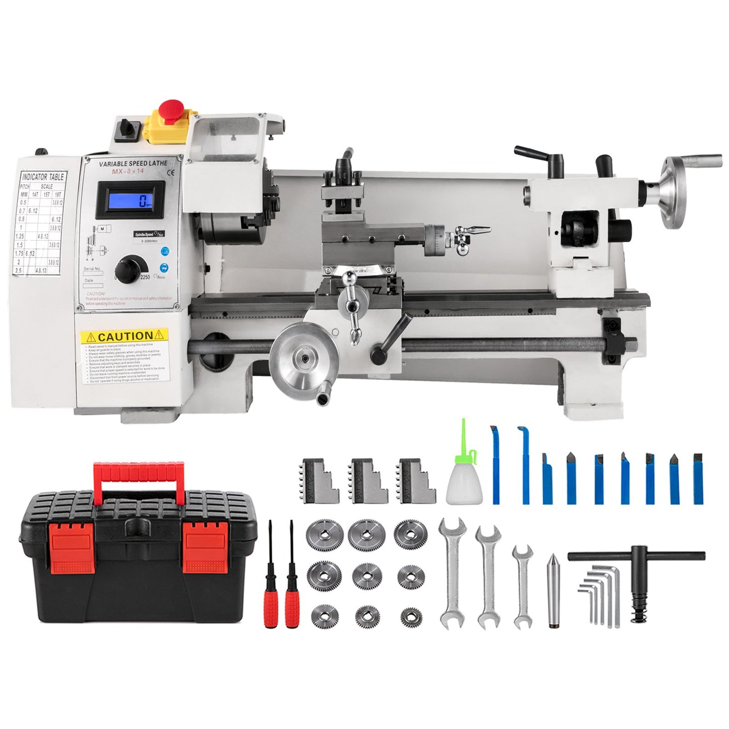 Compact Metal Lathe, 8"x14", Adjustable Speed 2250 RPM, 650W Power, Precision Engineering Lathe for Metalworking, Ideal for Crafting Different Metals