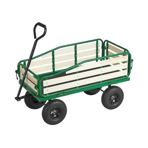 Pull-Along Wagon for Kids, 39 in Toddler Wagons with Foldable Wooden Panel & Handle, Supports up to 551 lbs, 10" All-Terrain Tires, Utility Wagon Cart Birthday Present for Kids Gardening Beach