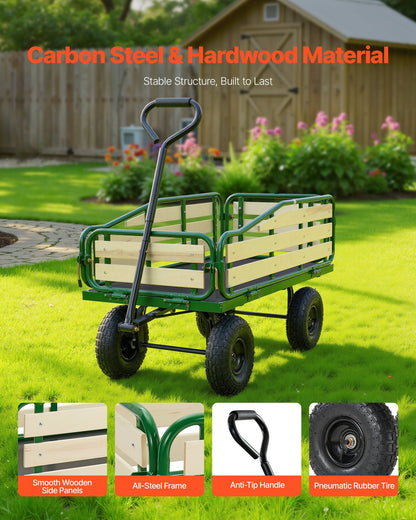 Pull-Along Wagon for Kids, 39 in Toddler Wagons with Foldable Wooden Panel & Handle, Supports up to 551 lbs, 10" All-Terrain Tires, Utility Wagon Cart Birthday Present for Kids Gardening Beach