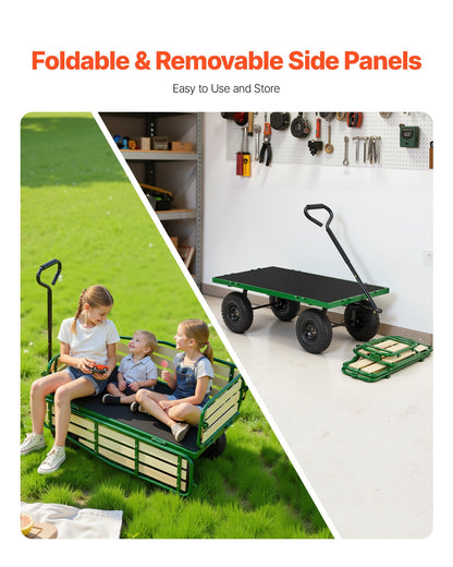 Pull-Along Wagon for Kids, 39 in Toddler Wagons with Foldable Wooden Panel & Handle, Supports up to 551 lbs, 10" All-Terrain Tires, Utility Wagon Cart Birthday Present for Kids Gardening Beach