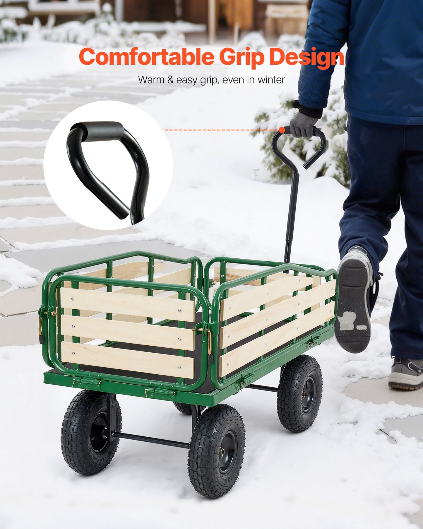 Pull-Along Wagon for Kids, 39 in Toddler Wagons with Foldable Wooden Panel & Handle, Supports up to 551 lbs, 10" All-Terrain Tires, Utility Wagon Cart Birthday Present for Kids Gardening Beach