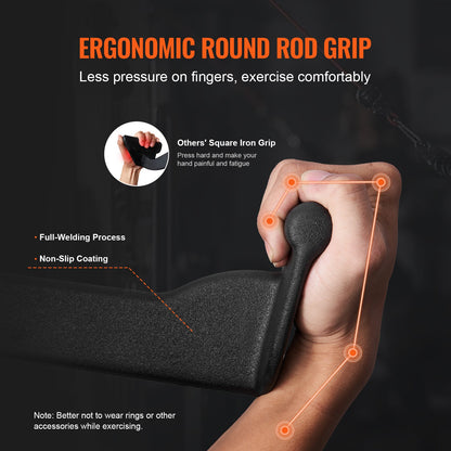 LAT Pulldown Attachment, Cable Machine Rowing V-bar Attachment, Tricep Pull Down Bar, Back Strength Training Rubber Coated Handle Grip, Bicep Curl Tricep Lat Pulldown Bar for Home Gym Fitness