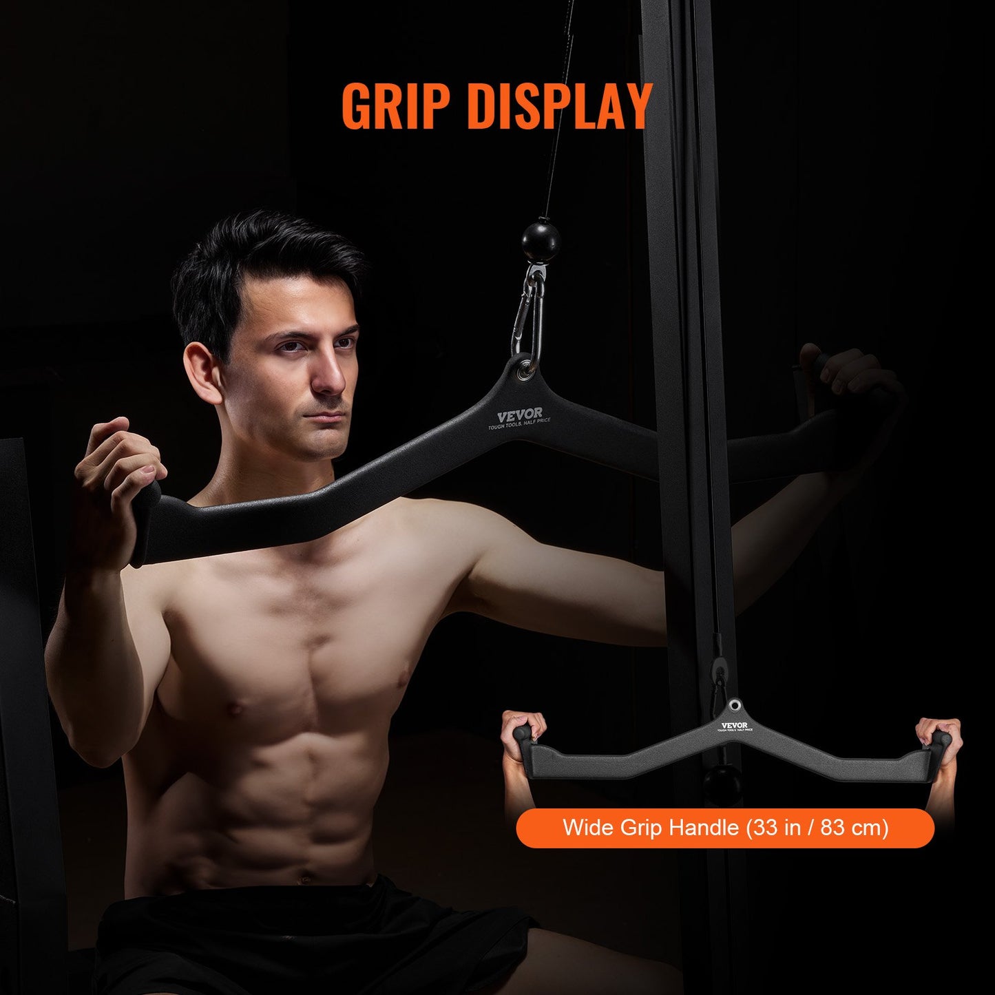LAT Pulldown Attachment, Cable Machine Rowing V-bar Attachment, Tricep Pull Down Bar, Back Strength Training Rubber Coated Handle Grip, Bicep Curl Tricep Lat Pulldown Bar for Home Gym Fitness