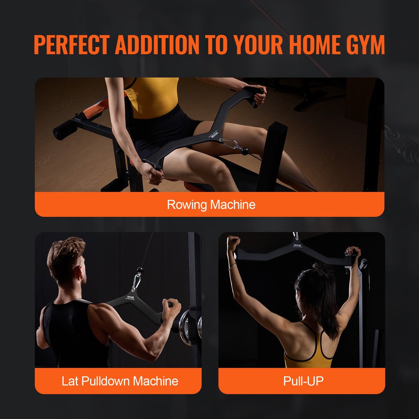 LAT Pulldown Attachment, Cable Machine Rowing V-bar Attachment, Tricep Pull Down Bar, Back Strength Training Rubber Coated Handle Grip, Bicep Curl Tricep Lat Pulldown Bar for Home Gym Fitness