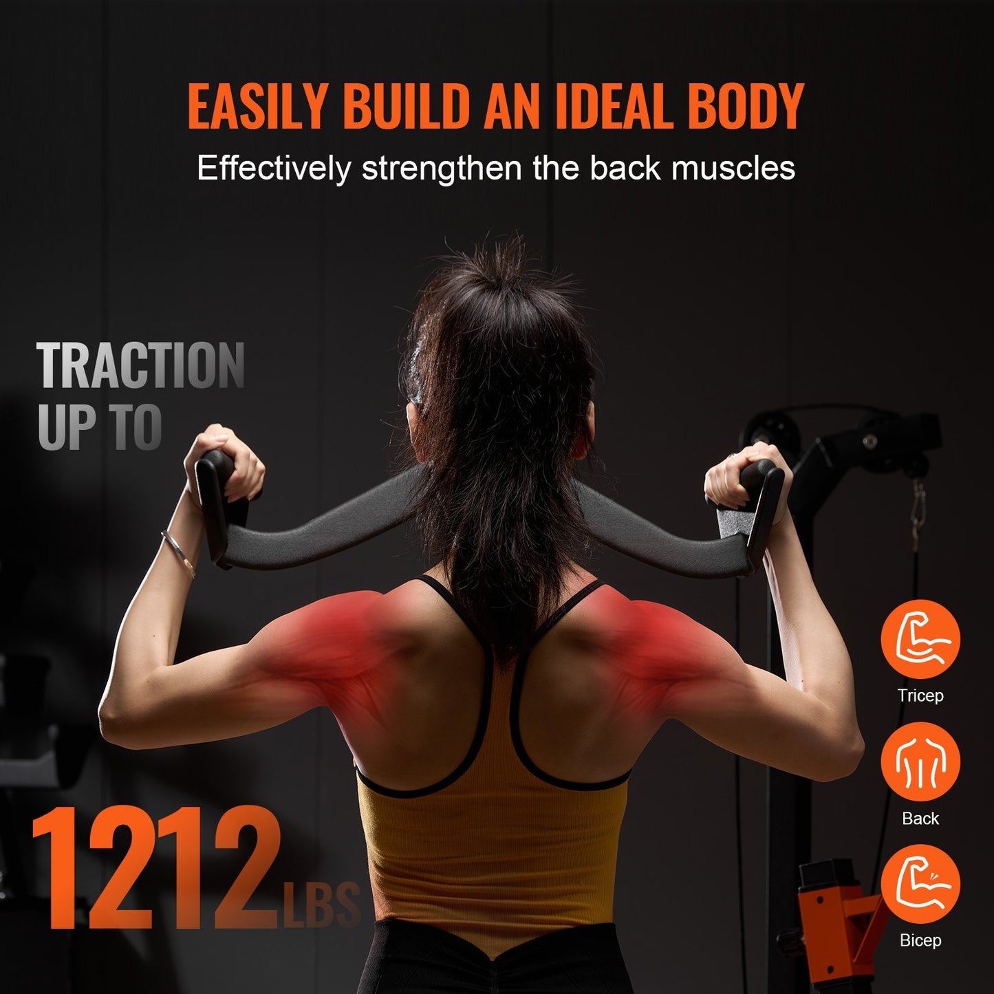 LAT Pulldown Bar Handtag Attachment V-bar T-bar kabelmaskin för Home Gym