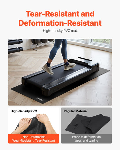 Treadmill Mat for Carpet Floor, 23.62" x 51.18" x 0.16" Exercise Equipment Mat for Elliptical and Walking Pad, High Density PVC Floor Protector, Waterproof and Non-slip for Home Gym
