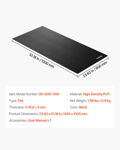 Treadmill Mat for Carpet Floor, 23.62" x 51.18" x 0.16" Exercise Equipment Mat for Elliptical and Walking Pad, High Density PVC Floor Protector, Waterproof and Non-slip for Home Gym