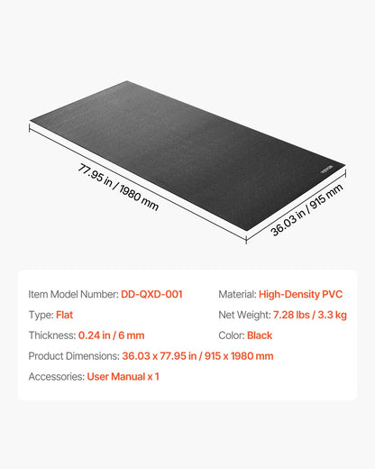 Treadmill Mat for Carpet Floor, 1/4" Thick, 36" x 78" Exercise Equipment Mat for Treadmills, Elliptical, Rowing Machine, High Density PVC Floor Protector, Waterproof and Non-slip for Home Gym
