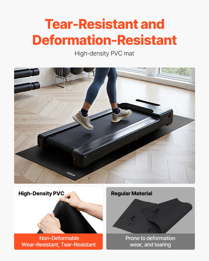 Treadmill Mat for Carpet Floor, 1/4" Thick, 30" x 60" Exercise Equipment Mat for Treadmills, Stationary & Recumbent Bikes, High Density PVC Floor Protector, Waterproof and Non-slip for Home Gym