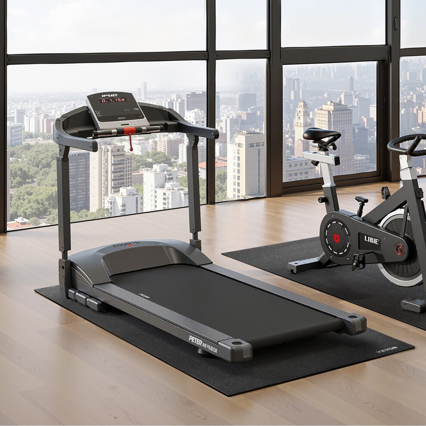 Treadmill Mat for Carpet Floor, 1/4" Thick, 30" x 60" Exercise Equipment Mat for Treadmills, Stationary & Recumbent Bikes, High Density PVC Floor Protector, Waterproof and Non-slip for Home Gym