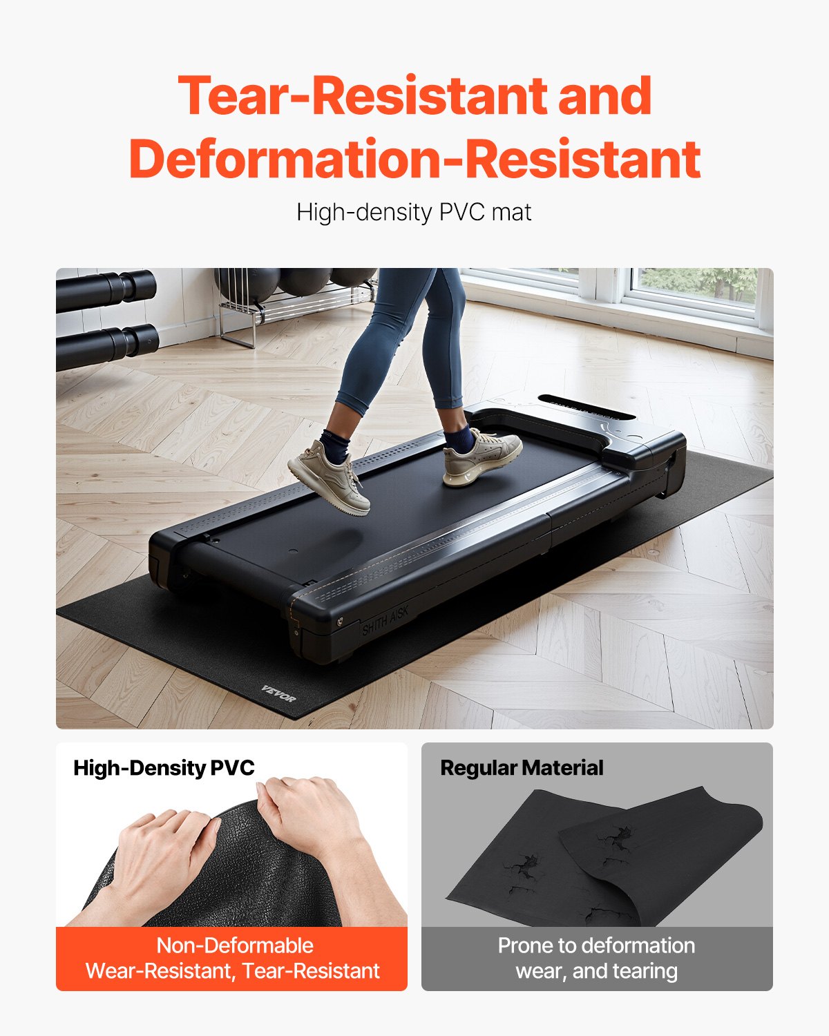 Treadmill Mat for Carpet Floor, 35.5" x 78.7" x 0.16" Exercise Equipment Mat for Treadmills, Elliptical, Rowing Machine, High Density PVC Floor Protector, Waterproof and Non-slip for Home Gym