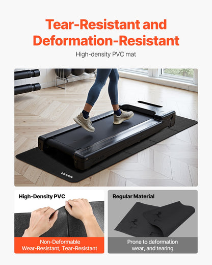 Foldable Walking Pad Treadmill Mat, 1/4" Thick, 24" x 68" Exercise Equipment Mat for Elliptical on Carpet Hardwood Floor, High Density PVC Floor Protector, Waterproof and Non-slip for Home Gym