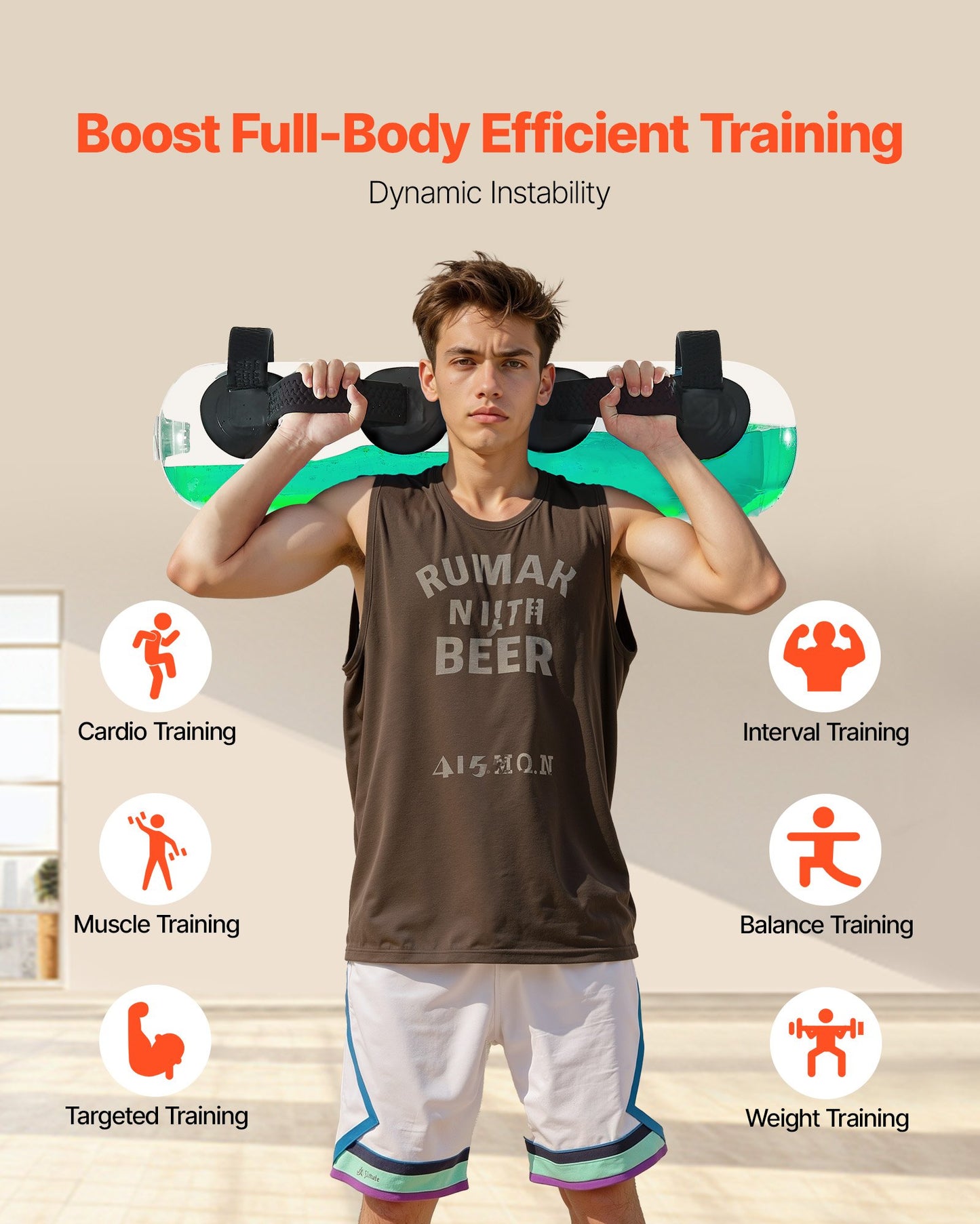 Water Weights Aqua Bag, Large Aqua Bags for Workout, 50 lbs Adjustable Portable Stability Fitness & Full Body Exercise Equipment, for Strength Core and Balance Training, Home Gym Exercise, Clear