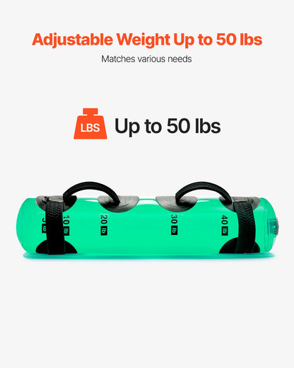 Water Weights Aqua Bag, Large Aqua Bags for Workout, 50 lbs Adjustable Portable Stability Fitness & Full Body Exercise Equipment, for Strength Core and Balance Training, Home Gym Exercise, Clear