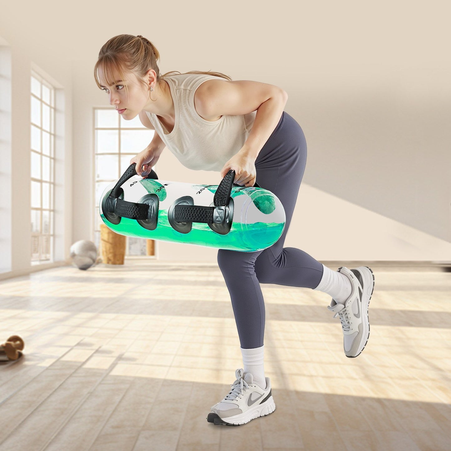 Water Weights Aqua Bag, Large Aqua Bags for Workout, 50 lbs Adjustable Portable Stability Fitness & Full Body Exercise Equipment, for Strength Core and Balance Training, Home Gym Exercise, Clear