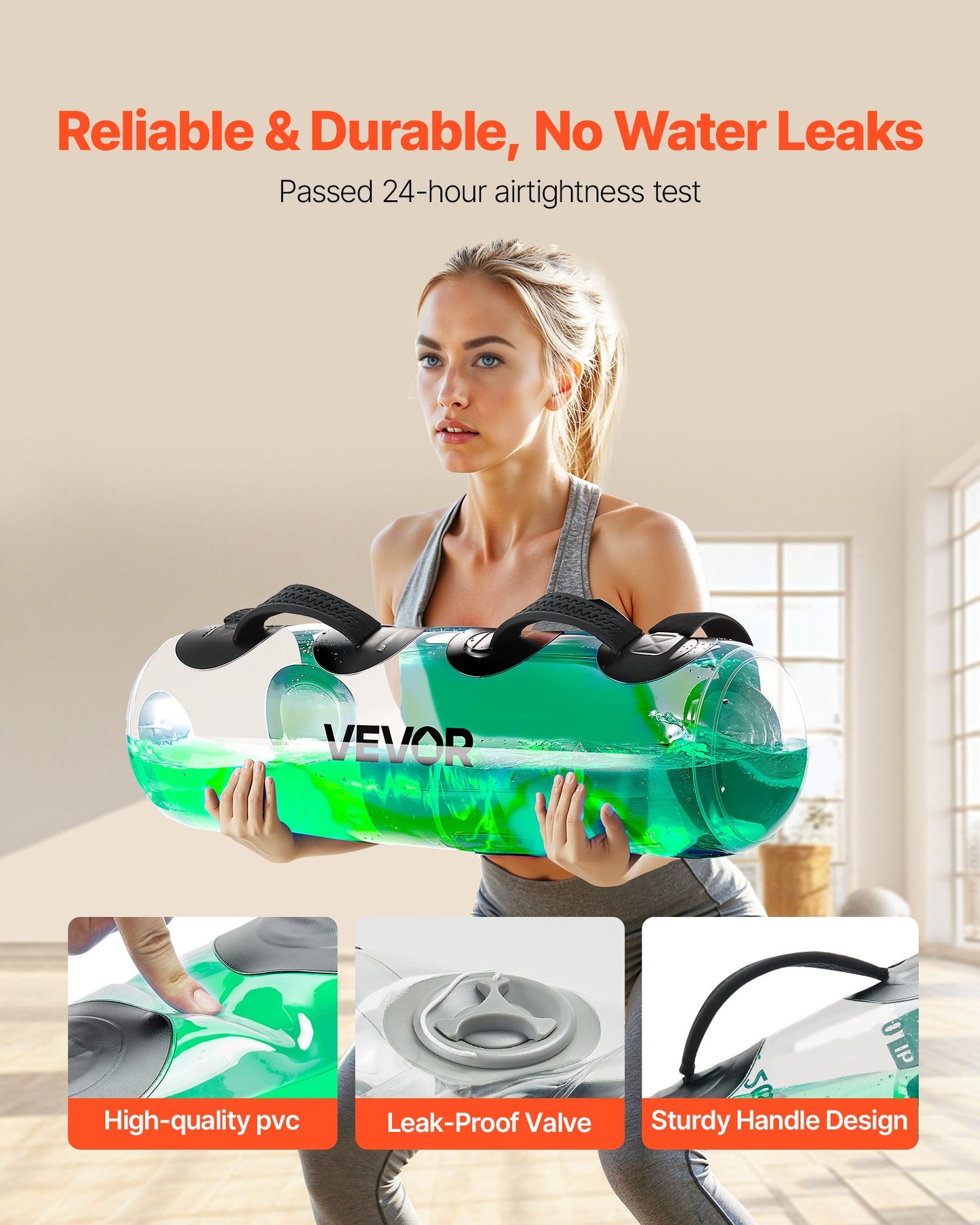 Water Weights Aqua Bag, Large Aqua Bags for Workout, 70 lbs Adjustable Portable Stability Fitness & Full Body Exercise Equipment, for Strength Core and Balance Training, Home Gym Exercise, Clear