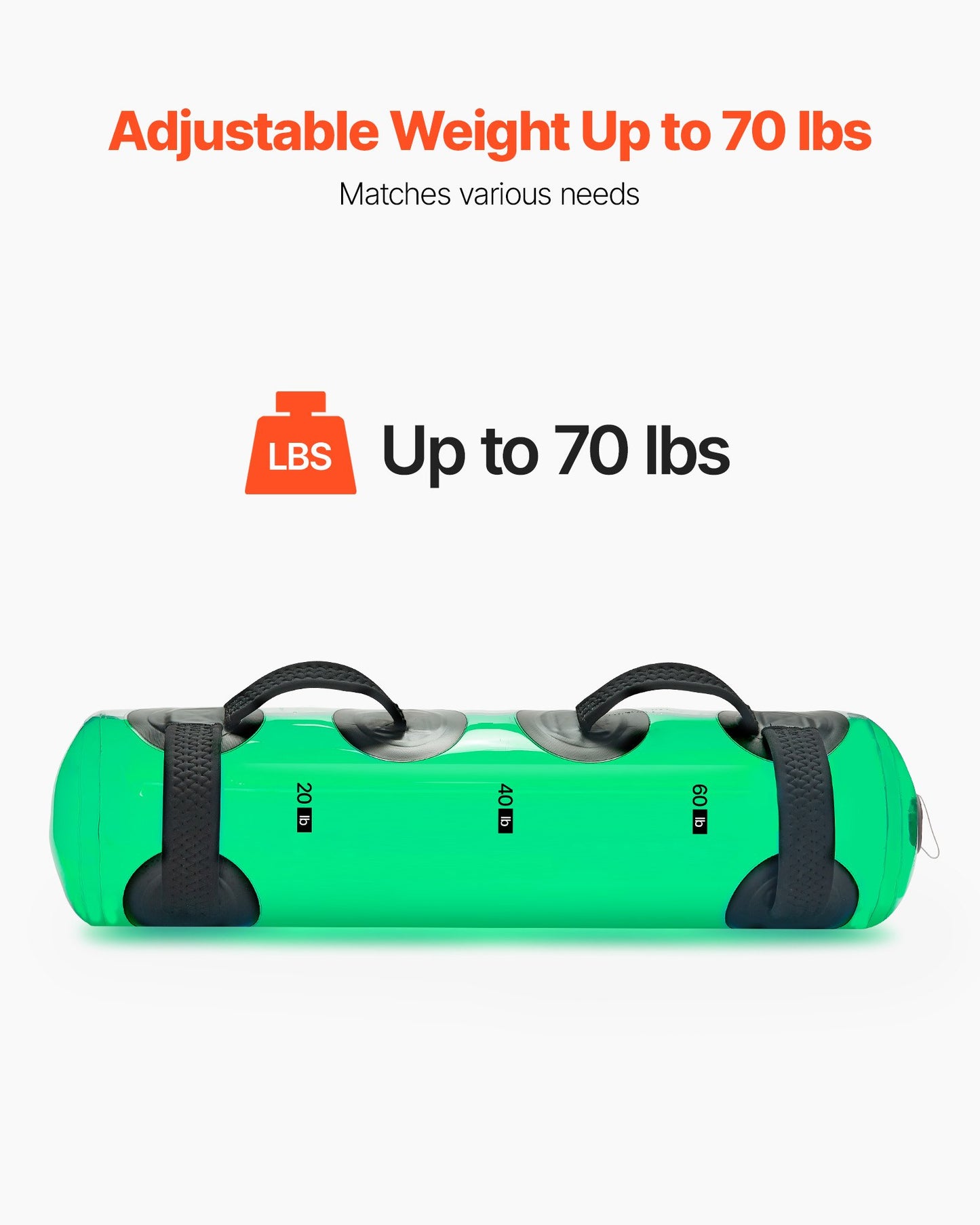 Water Weights Aqua Bag, Large Aqua Bags for Workout, 70 lbs Adjustable Portable Stability Fitness & Full Body Exercise Equipment, for Strength Core and Balance Training, Home Gym Exercise, Clear
