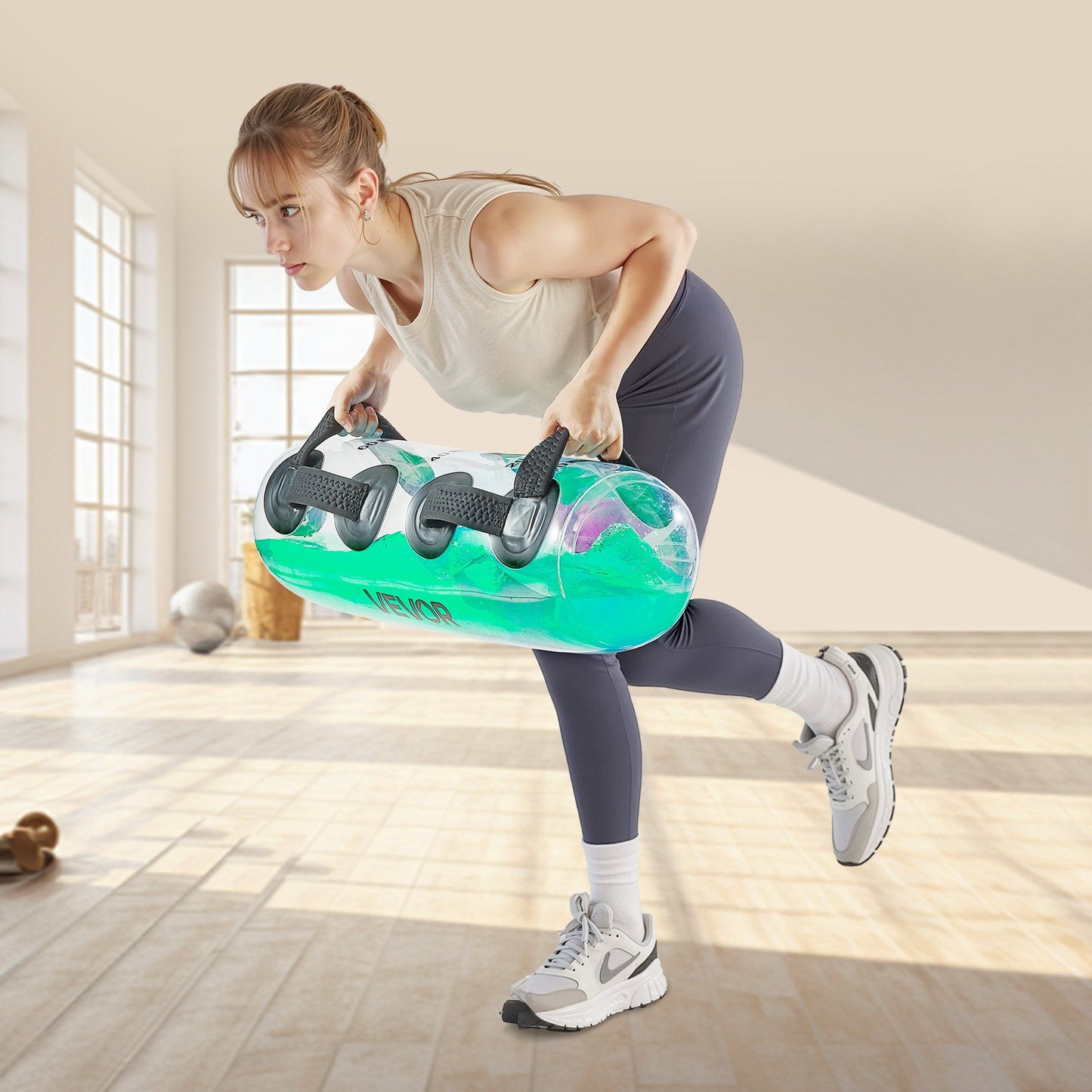 Water Weights Aqua Bag, Large Aqua Bags for Workout, 70 lbs Adjustable Portable Stability Fitness & Full Body Exercise Equipment, for Strength Core and Balance Training, Home Gym Exercise, Clear