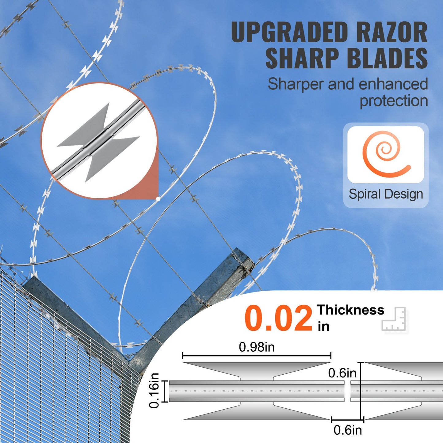 Razor Wires, 147 ft Razor Barbed Wire, 3 Rolls Razor Wire Fencing Razor Fence, Razor Ribbon Barbed Wire Galvanized Razor Wire Fence, Rolls Razor for Garden