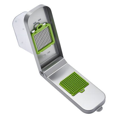 Vegetable Chopper, Food Veggie Cutter with 3 Stainless Steel Blades, Onion Slicer with Container, Salad Potato Dicer Kitchen Gadgets & Essentials Home Appliances Tools for Easy DIY, Silver