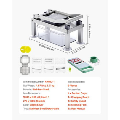 Grönsakshackare Mandolinskivare Allt-i-1 Mat Grönsaksskärare 9 Blad