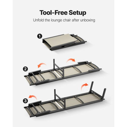 Schäslong för utomhusbruk, 181 kg viktkapacitet, hopfällbar solstol, 5 justerbara lägen, enkel montering, kraftiga poolfåtöljer i aluminium, för strandgård, uteplats |  EU