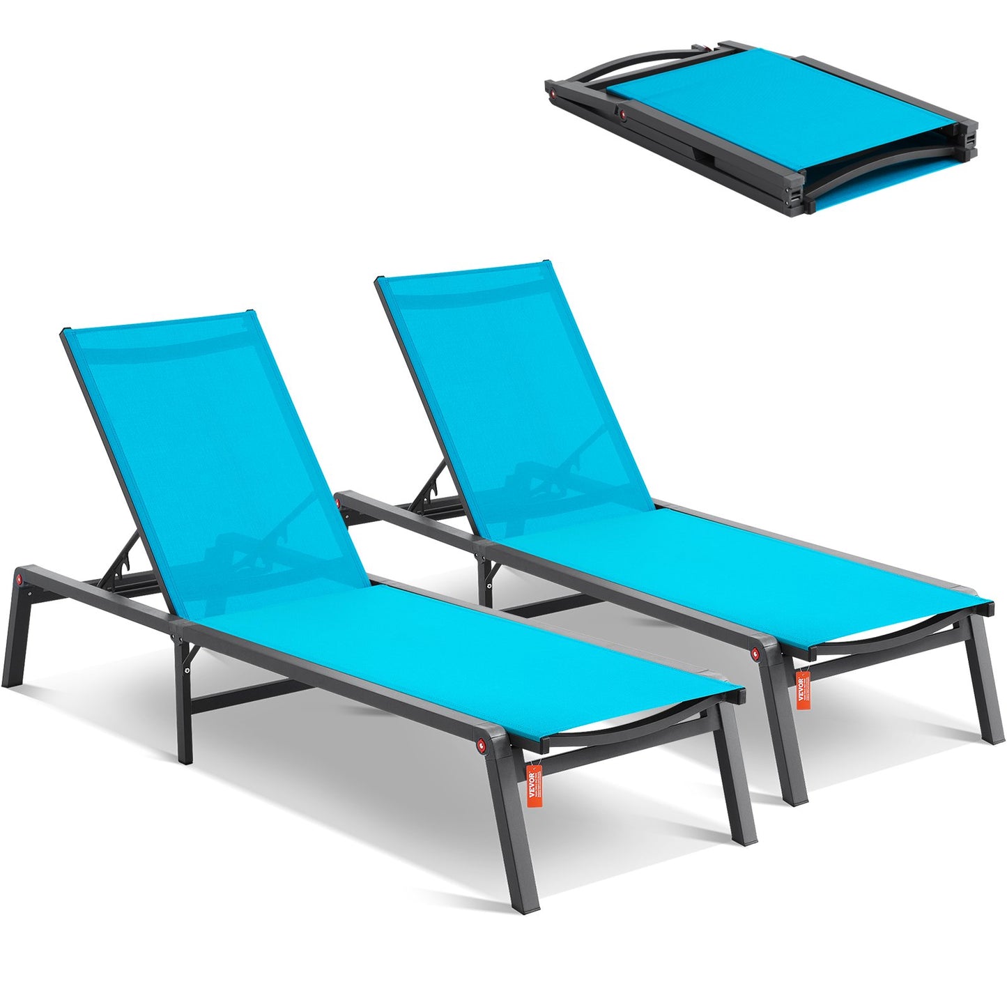 Chaiselongue-Stuhl, Terrassen-Loungesessel, 5-fach verstellbar, 2 Stück