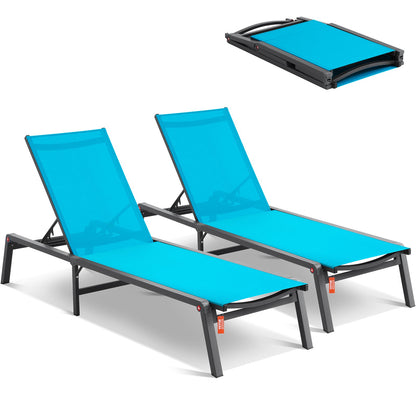 Chaiselongue-Stuhl, Terrassen-Loungesessel, 5-fach verstellbar, 2 Stück