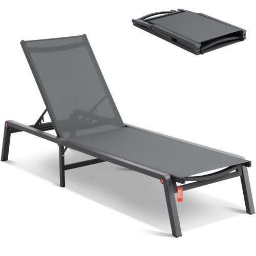 Chaise Lounge Chair Outdoor Patio Lounge Chair with Adjustable 5-Position