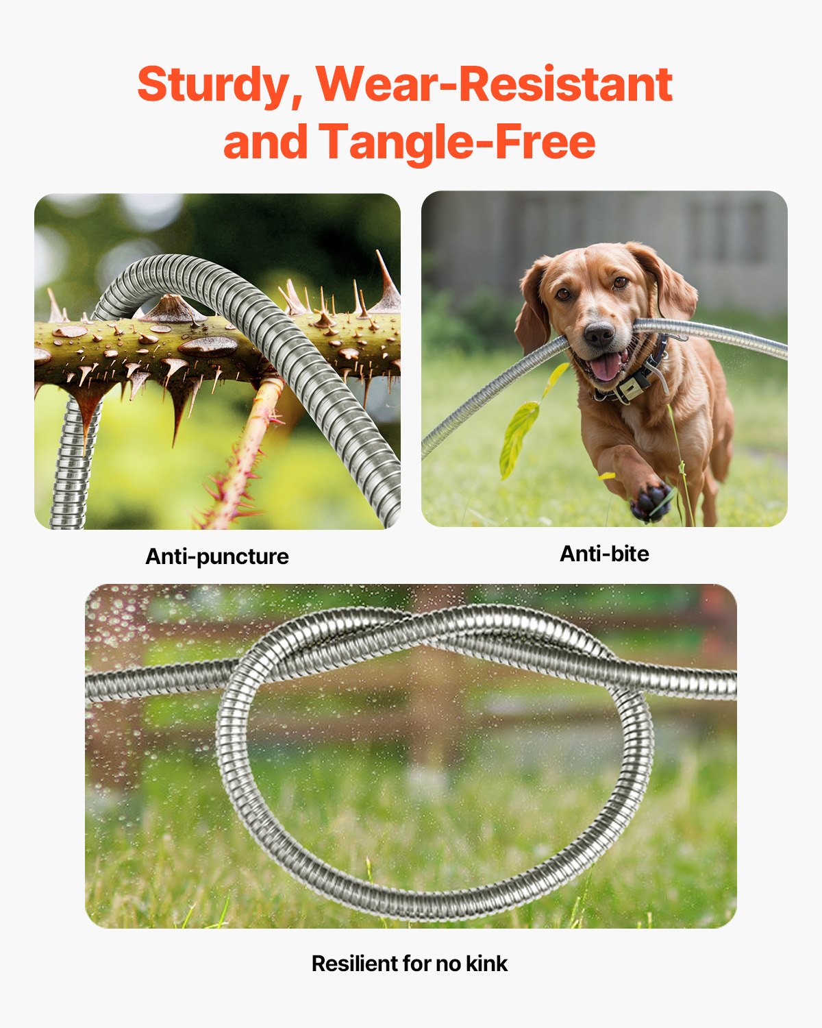 Metal Garden Hose 150 ft, Rust Proof Stainless Steel Water Hose, Heavy Duty Backyard Hose with 10 Function Nozzle, No-Kink & Flexible Water Pipe, Lightweight Metal Hose for Yard, Outdoor