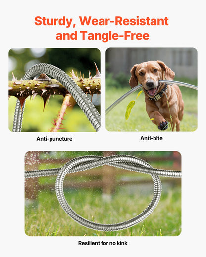 Metal Garden Hose 25 ft, Rust Proof Stainless Steel Water Hose, Heavy Duty Backyard Hose with 10 Function Nozzle, No-Kink & Flexible Water Pipe, Lightweight Metal Hose for Yard, Outdoor
