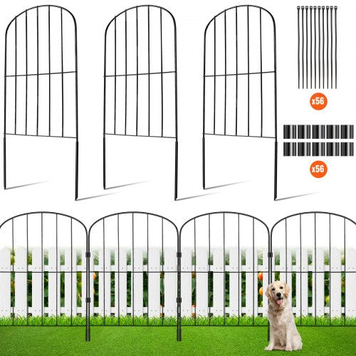 Garden Fence, 24in(H) x30ft(L) Animal Barrier Fence, Underground Decorative Garden Fencing with 2 Inch Spike Spacing, Metal Dog Fence for the Yard and Outdoor Patio, 28 Pack