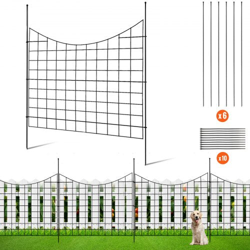 Garden Fence, 36.6in(H) x29.5in(L) Animal Barrier Fence, Underground Decorative Garden Fencing with 2.5 Inch Spike Spacing, Metal Dog Fence for the Yard and Outdoor Patio, 5 Pack