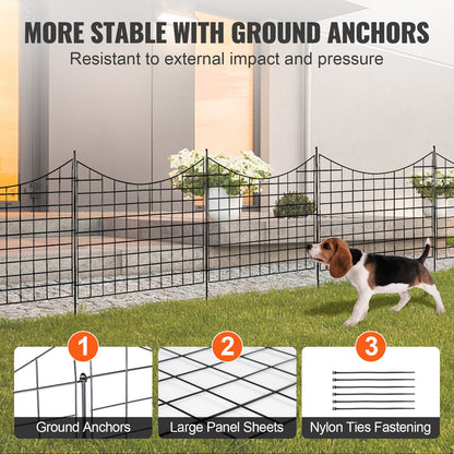 Garden Fence, No Dig Fence 36.6''(H)x29.5''(L) Animal Barrier Fence, Decorative Underground Garden Fence with 2.5 Inch Spike Spacing, Metal Dog Fence for Yard and Patio, 5-Pack