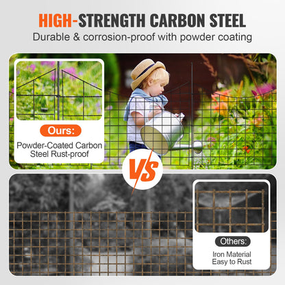 Garden Fence, No Dig Fence 36.6''(H)x29.5''(L) Animal Barrier Fence, Decorative Underground Garden Fence with 2.5 Inch Spike Spacing, Metal Dog Fence for Yard and Patio, 5-Pack