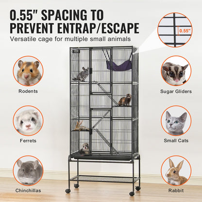 69" Rolling Metal Ferret Cage, Large 4-Tier Critter Nation Cage, Small Animal Cage with Ramps & Tray, Easy to Set up for Pet Rats, Hamster, Guinea Pig, Chinchilla, Squirrel, Hedgehogs, Bunny