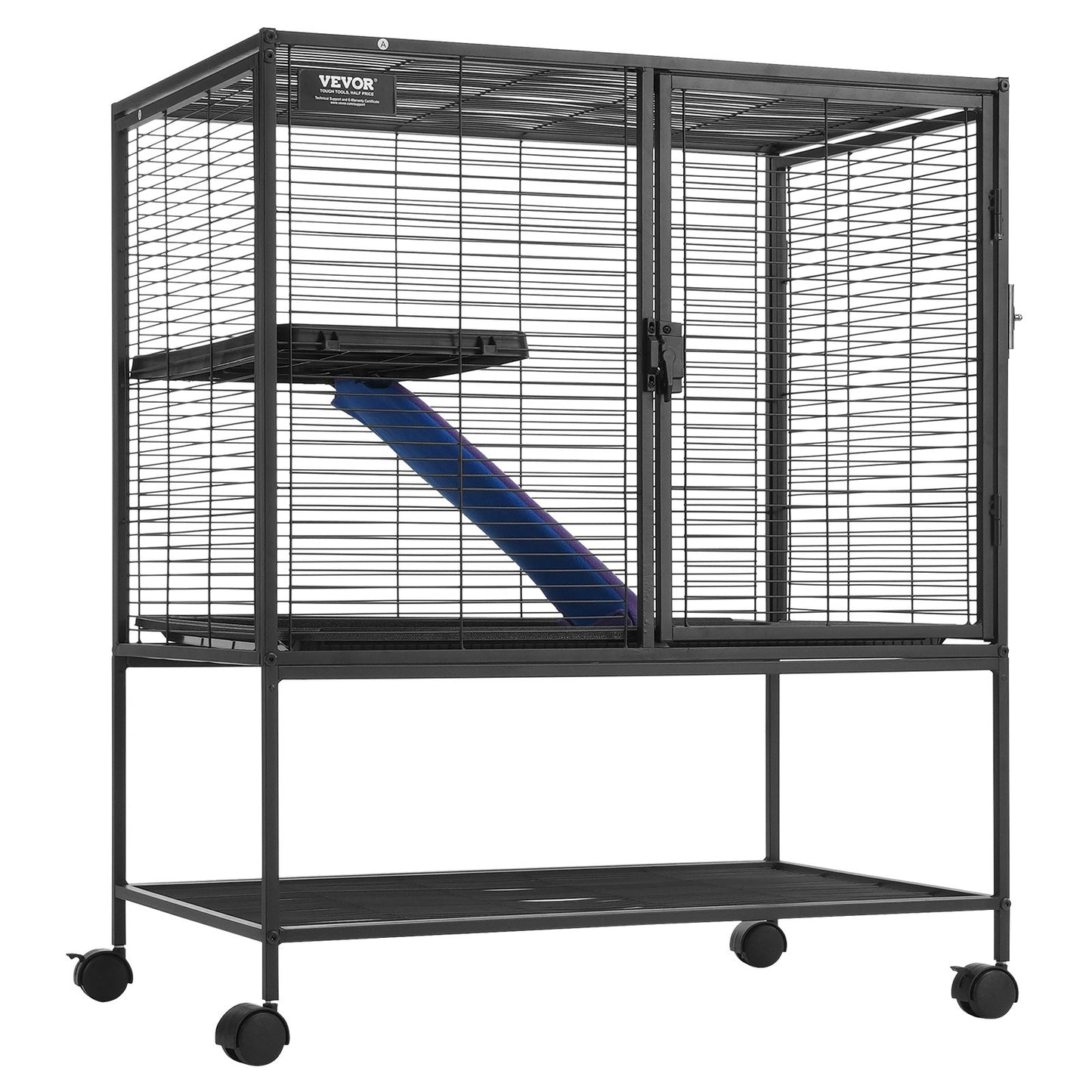 36" Metal Cage for Small Animals 2-Tier Rolling Ferret Cage with Tray A Ramp
