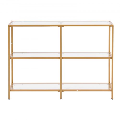 3-stufiger Glaskonsolentisch rechteckiger Couchtisch mit Kippschutz golden