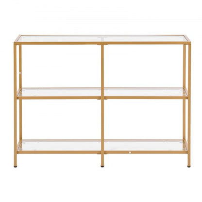 3-stufiger Glaskonsolentisch rechteckiger Couchtisch mit Kippschutz golden