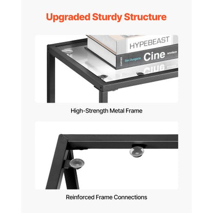 3-stufiger Glaskonsolentisch, rechteckiger Beistelltisch mit Kippschutz, schwarz