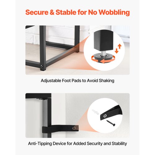 2-stufiger Glaskonsolentisch, rechteckiger Beistelltisch mit Kippschutz, schwarz