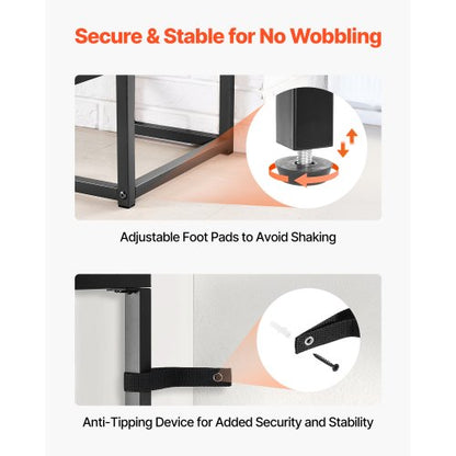 2-stufiger Glaskonsolentisch, rechteckiger Beistelltisch mit Kippschutz, schwarz